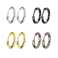 2 pcs small hoop earrings gold black titanium steel hoop earring for women men earrings round circle earrings