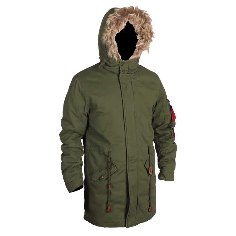2020 M65 Style Winter Fur Lined Hooded Fishtail Parka Coat Jacket Men Thick with Quilted Liner