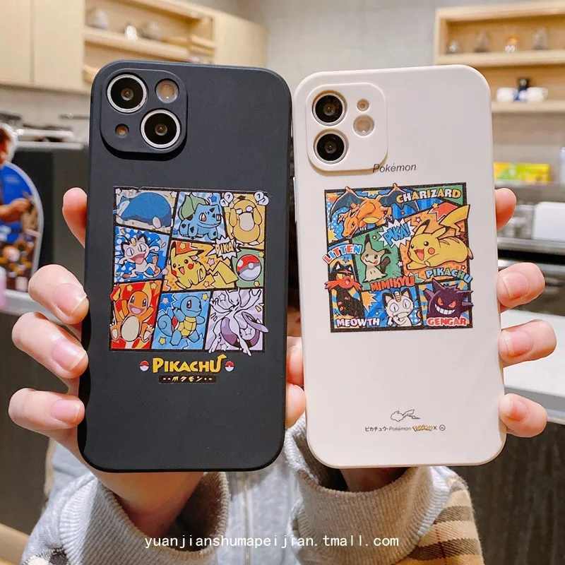 

Pokemon Cartoon Phone Case Suitable for 14 13 11 12 Pro 7 8 Plus Anime Figures Pikachu Printed Frosted Anti Fall Phone Case