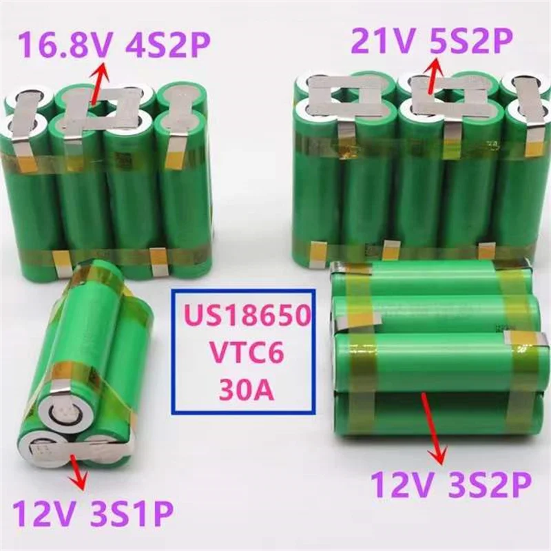 

12 В 18650 VTC6 аккумулятор 3000 мА/ч 30 А, для аккумулятора отвертки 12,6 в сварочный электрод 3S1P 12,6 в батарейный блок бесплатно