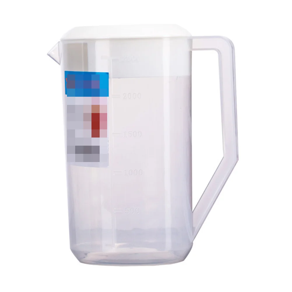 

Pitcher Water Plastic Pitchers Jug Beverage Lid Bottle Cold Kettle Tea Container Easy Mixing Clear Iced Pot Handle Scale Gallon