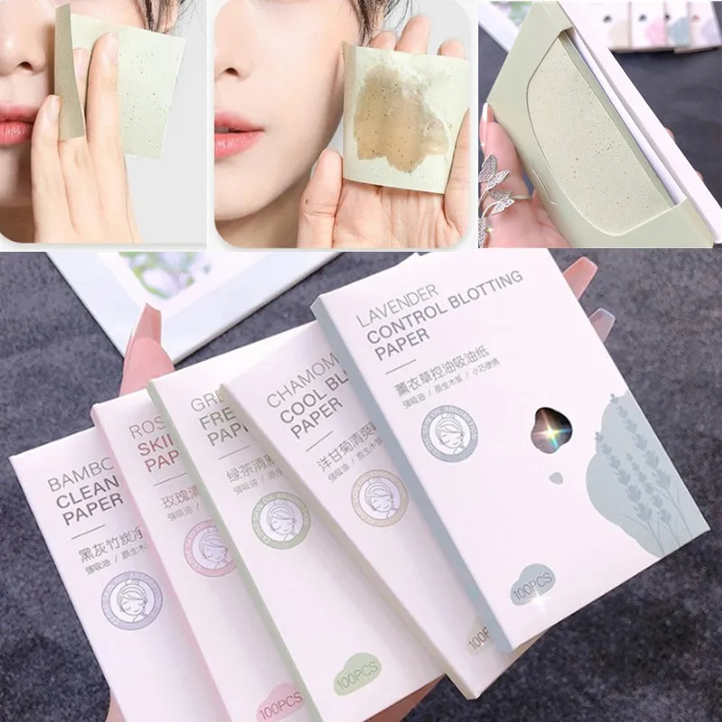 

100Pcs Face Oil Blotting Paper Protable Face Wipes Facial Cleanser Oil Control Oil-absorbing Sheets Blotting Tissue Makeup Tools