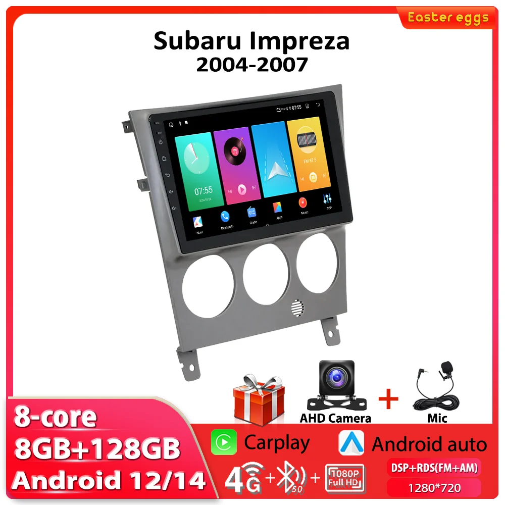 Subaru Impreza 2004-2007 Автомобильный Мультимедийный Плеер Double Din Android С Carplay GPS Wi-Fi Стерео