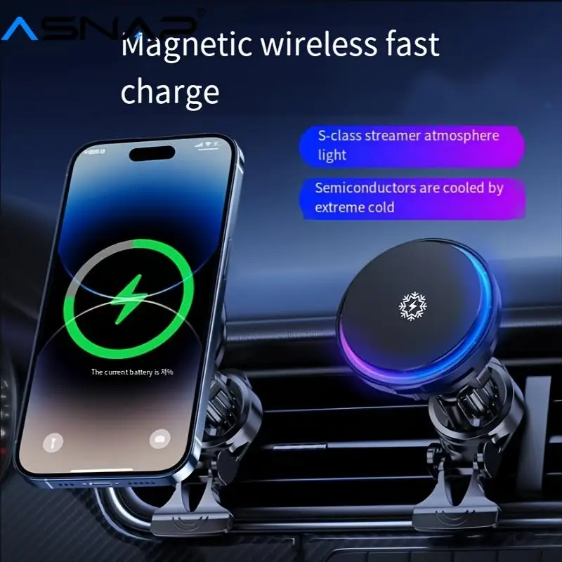 ASNAP 3 In 1 Wireless Charger Stand Radiator Semiconductor Cooling Magnetic Car Bracket Universal Phone Holder for Air Vent