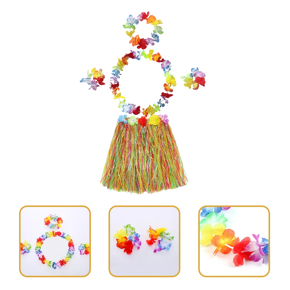 

Kids' Party Supplies Beautiful Hawaii Costumes Hawaii Ornament Beach Party Skirt Kids Outfits Hula Skirt Props Grass Skirt Suit