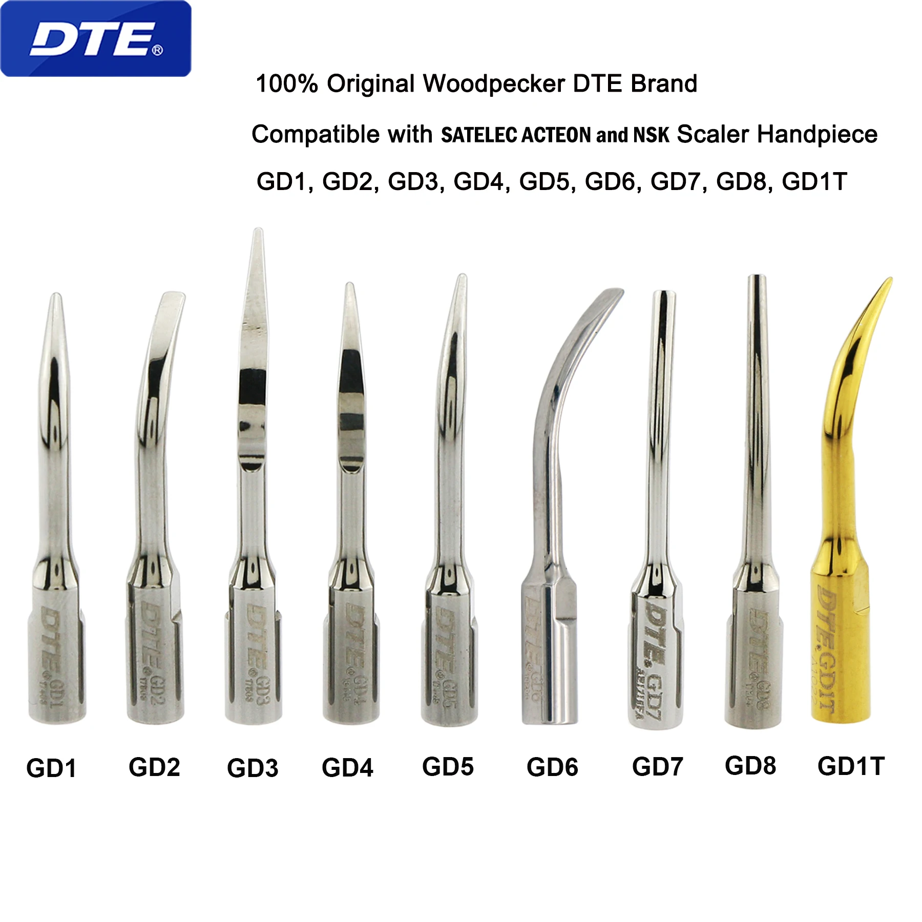 

Woodpecker DTE Dental Ultrasonic Scaler Tip Scaling Endo Tips GD Fit NSK SATELEC Perio Scaler Handpiece