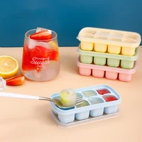 8 compartment silicone mold ice cube with dust cover manufacturer stackable ice cube tray form food grade kitchen ice cream tool