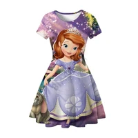 disney cute purple princess sofia dress for girl kids cosplay short sleeve dresses child party birthday fancy costumes 3 12y