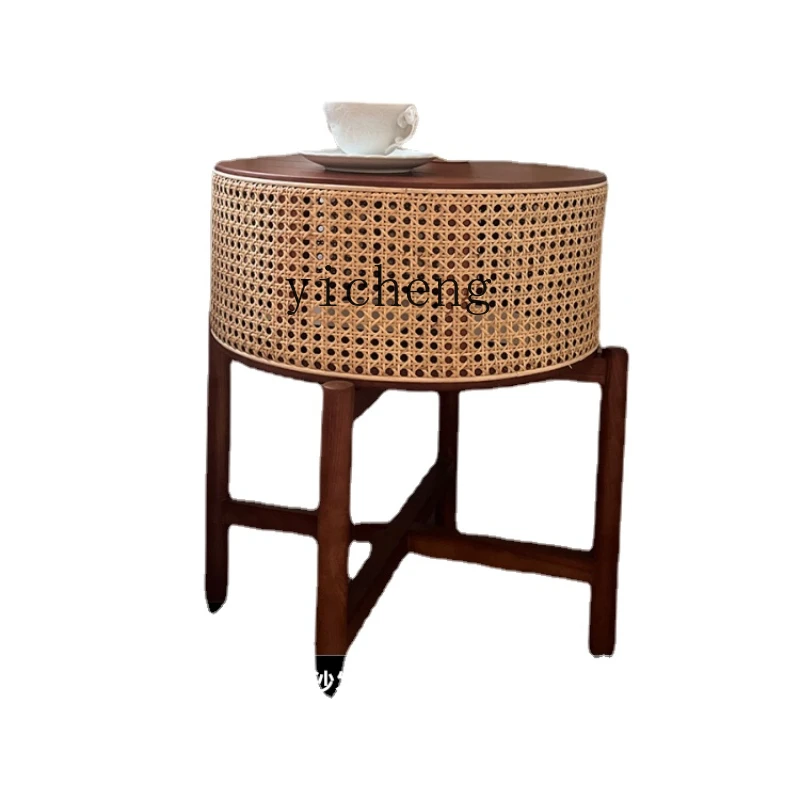 Круглый Маленький журнальный столик в скандинавском стиле размером Xl из массива