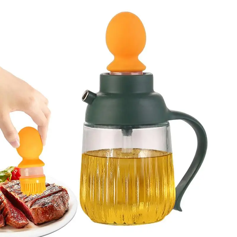 

2 In 1 Oil Bottle Glass Olive Oil Dispenser Bottle With Silicone Brush Baking BBQ Grill Oil Storage Container Kitchen Gadgets