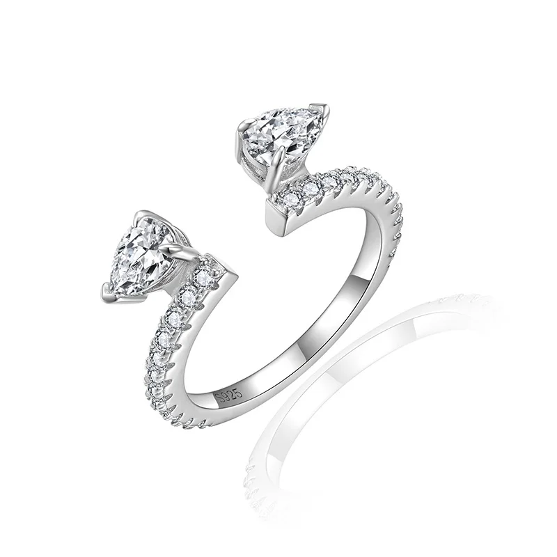 Фото Серебряные обручальные кольца Keep Yes Total 1.37ct 4*6мм с грушевидными муассанитами и бриллиантами для женщин, S925, наборные, в стиле вечности №2