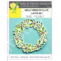 christmas holly wreath plate layer metal cutting dies scrapbook diary decoration embossing template diy greeting card handmade