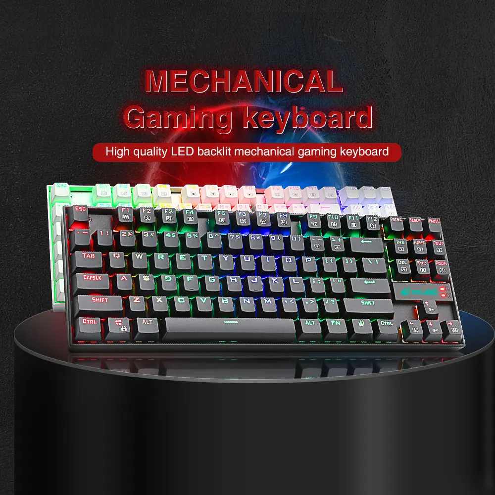 Механическая клавиатура 87 клавиш RGB подсветка синий красный переключатель