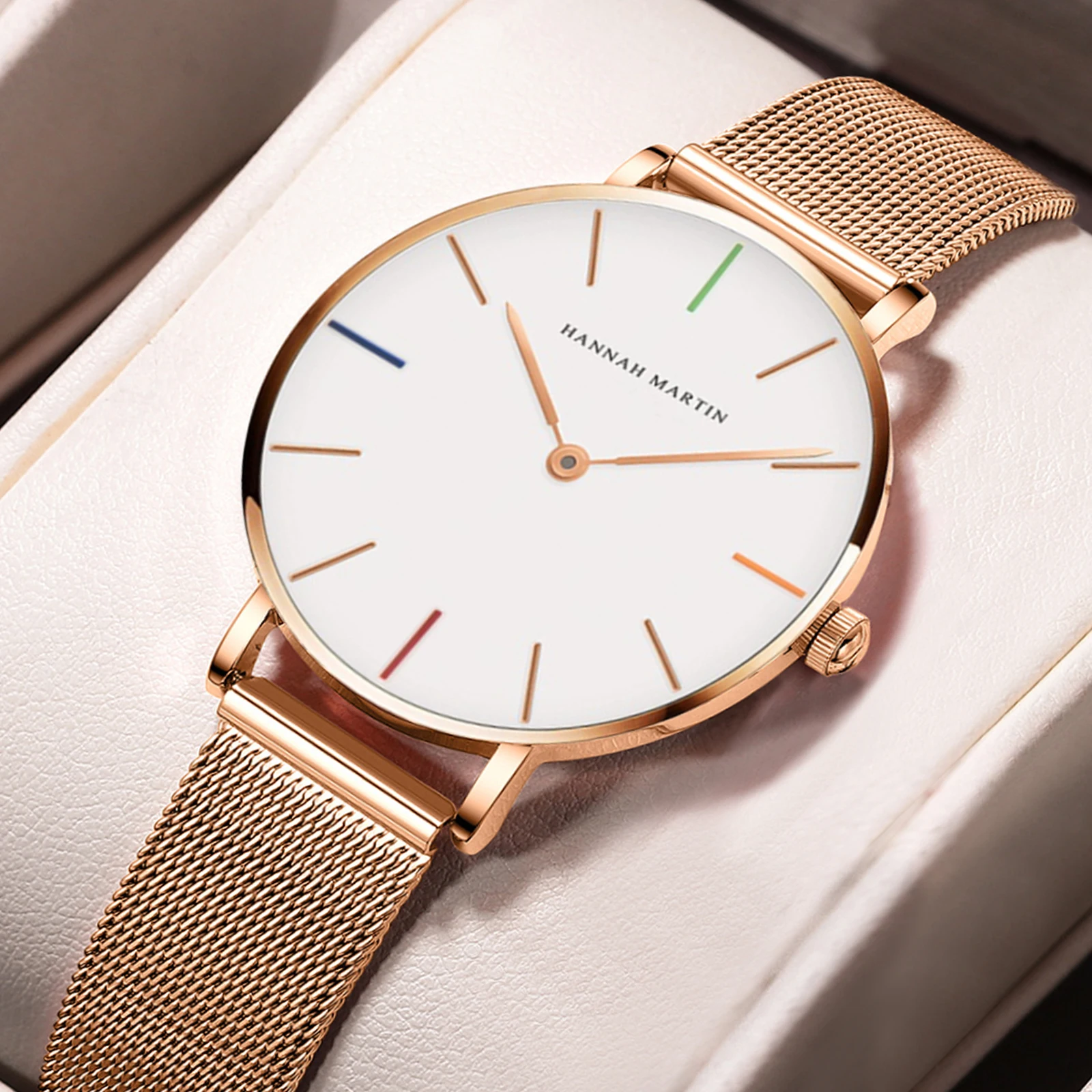 Простые женские часы черные серебряные розовые золотые из нержавеющей стали