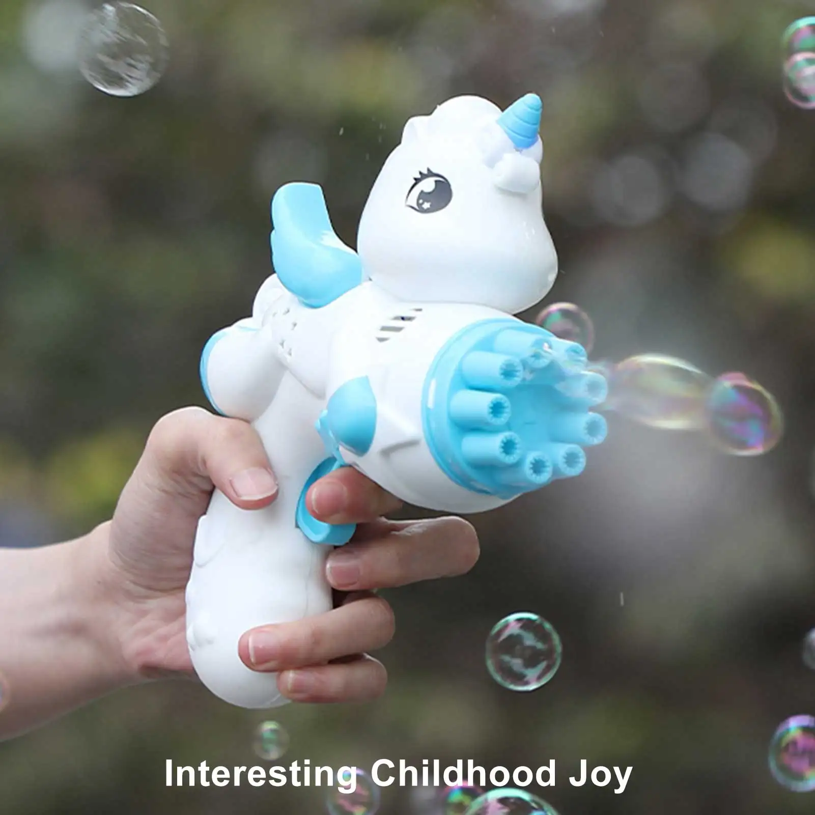 

Unicorns WaterToy 9-hole Bubble Machine with Light Boy Outdoor Toys Pursuit Bubble Guns for Kids in Summer Outdoor Beach