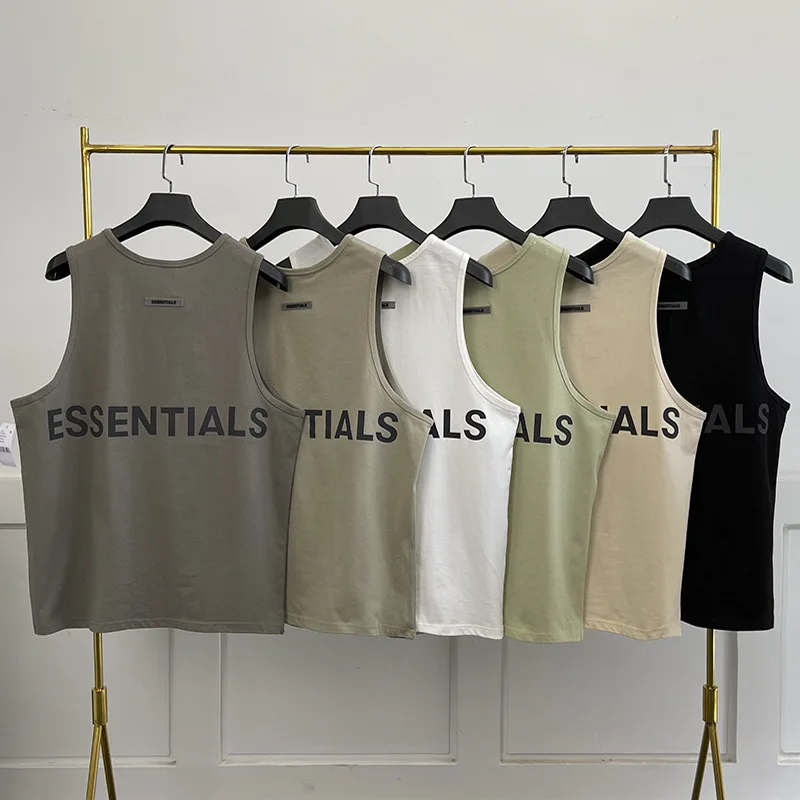 

Essentials Tank Tops for Man 100% 1:1 Women's Oversized Vest Reflective Back Man Sleeveless Shirt Summer Basketball Uniform