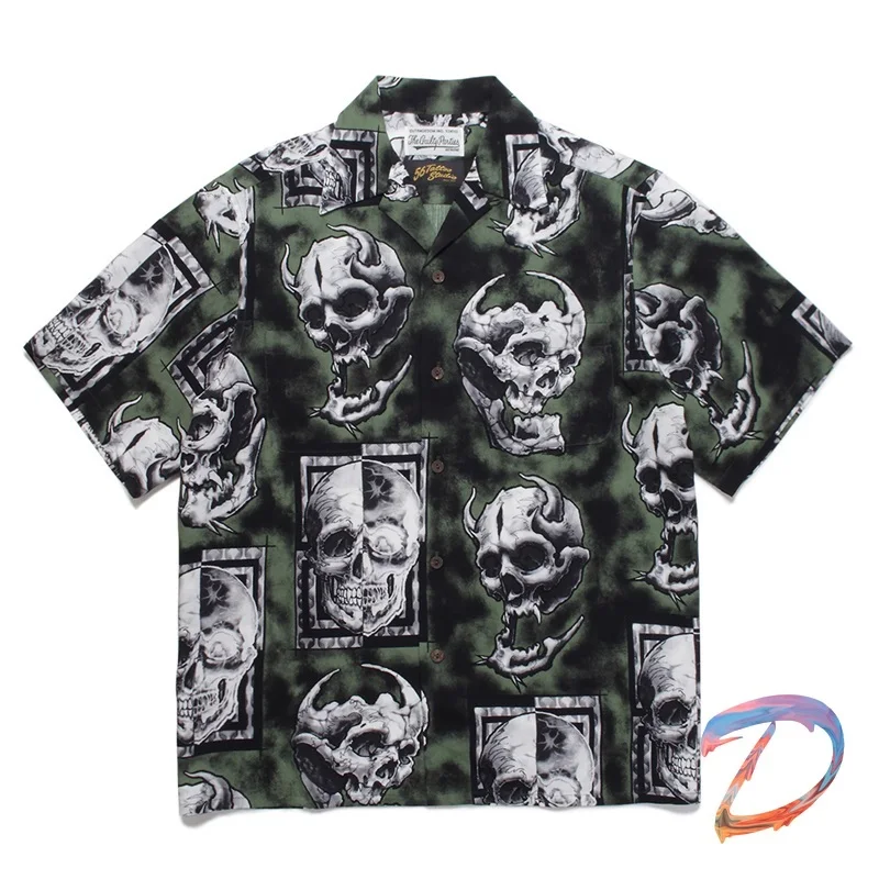 22SS Summer Wacko Maria Shirt High Street Skull Goblin Short-sleeved Shirts