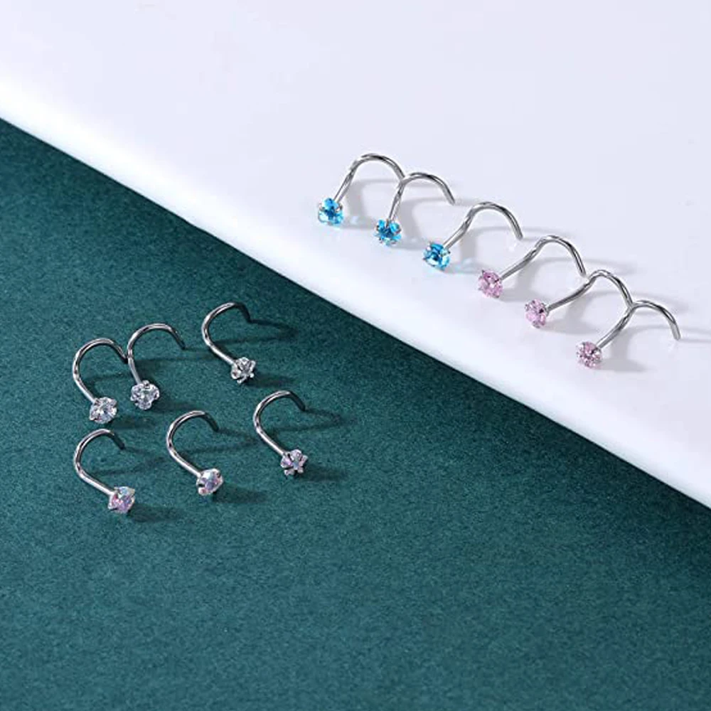 Кольцо-гвоздик для пирсинга носа из хирургической нержавеющей стали 316L