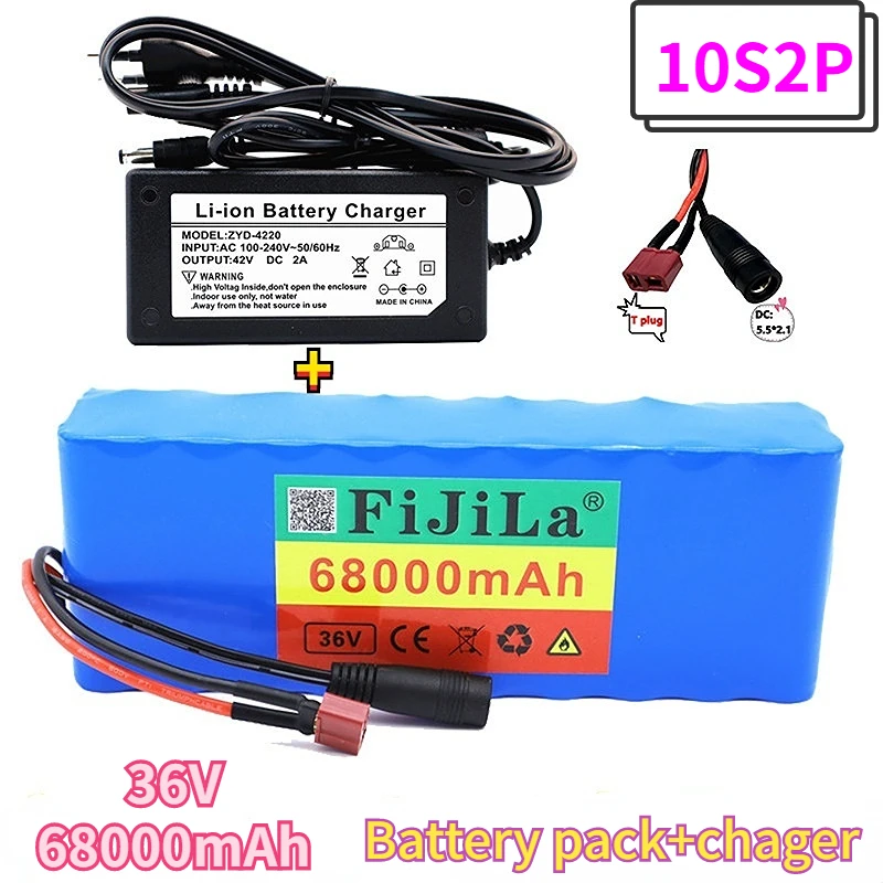 

36V 68Ah10S 2P 18650 Battery 68000mAh, Modified Bicycles, Electric Vehicle 42V Protection PCB42VCharger