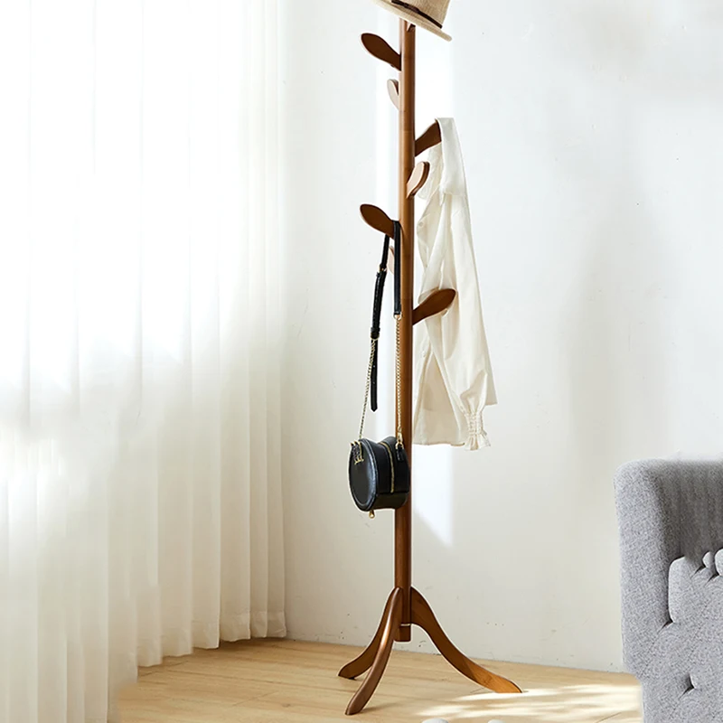 

Women Wooden Floor Design Coat Rack Standing Space Saver Balcony Clothes Hallway Salon Drying Perchero Pie Room Furniture