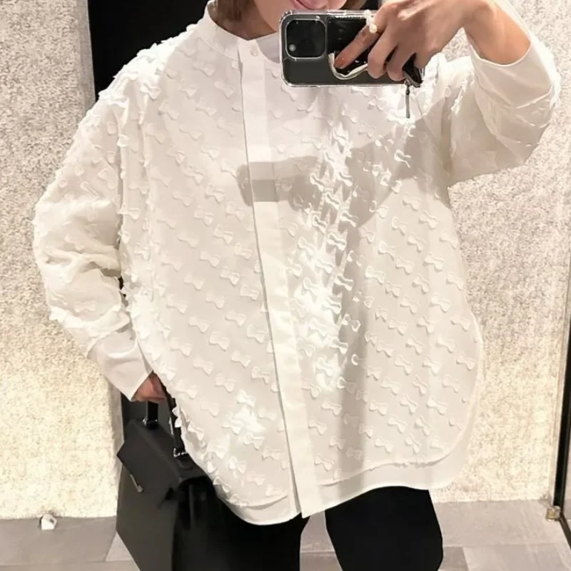 Японские жаккардовые Blusas Mujer свободные удобные рубашки блузки простые модные