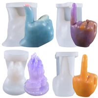 new diy gesture silicone wax 3d candle mold middle finger hands together thumb finger aromatherapy plaster mold candle making