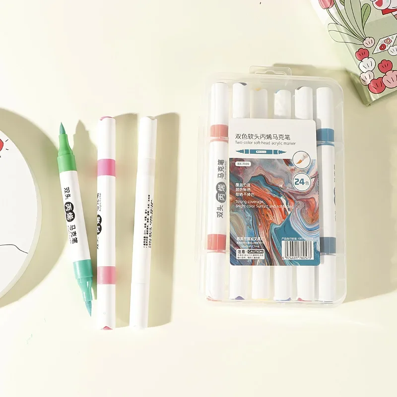 12 шт. двуглавый двухцветный акриловый маркер водостойкие принадлежности для