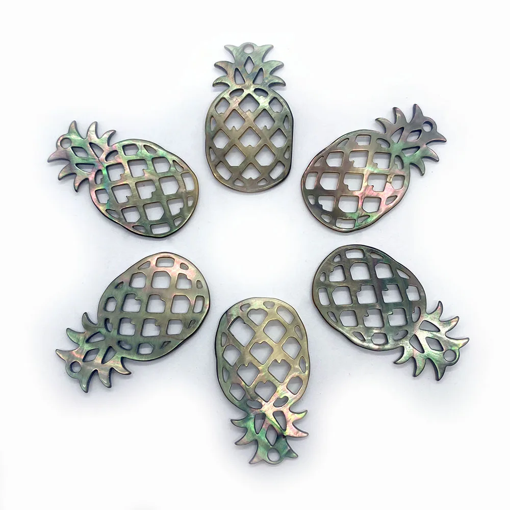 

Pineapple Shaped Natural Black Shell Pendant Carving Craft Charm Pendant 23x40mm Size DIY Making Necklace Bracelet Jewelry