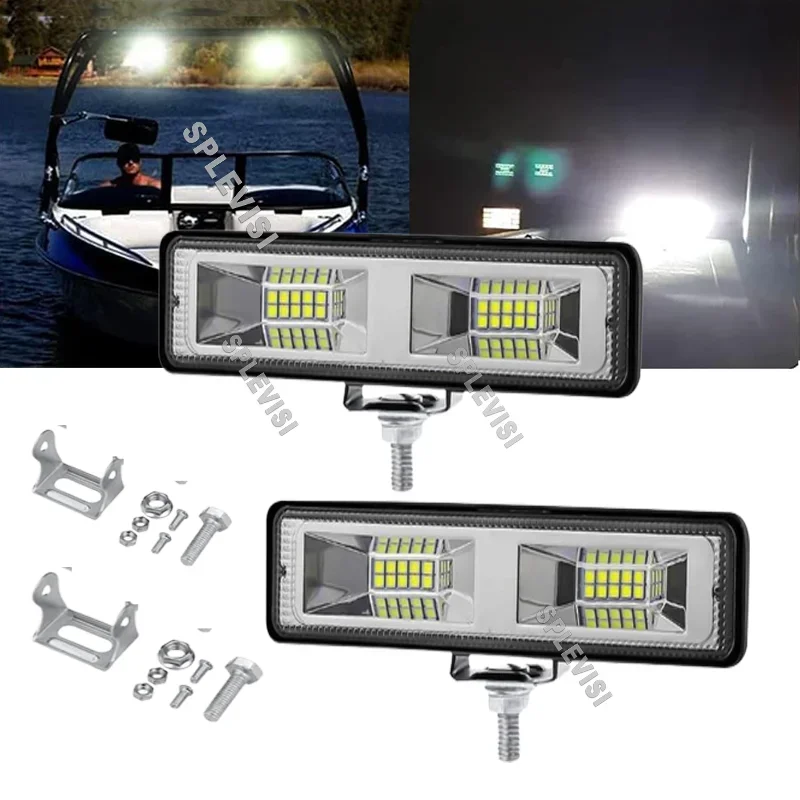 

2x Marine Boat LED Spreader docking l Lights, 6inch 48W Bright White IP67 Waterproof Light Bar 12V Deck Lamp Pontoon Fishing