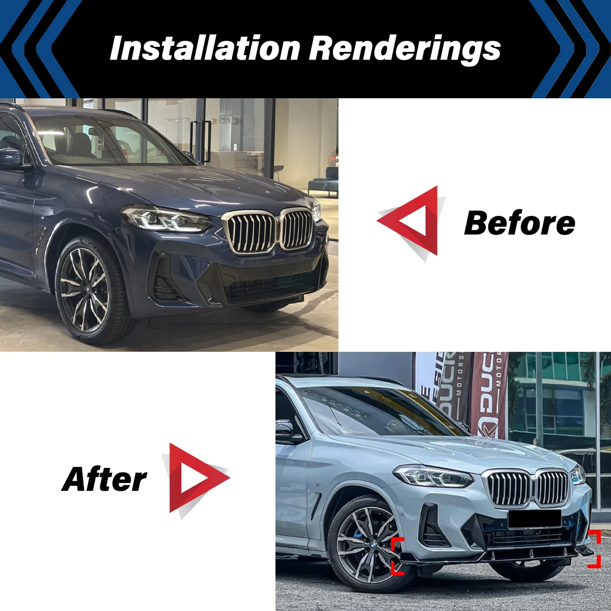 Фото Для Bmw X3 G01 X4 G02 IX3 20d 30i 30d M40i M40d 2021 2022 2023 2024 M Performance Передний бампер Сплиттер Губный спойлер Передняя лопата №2