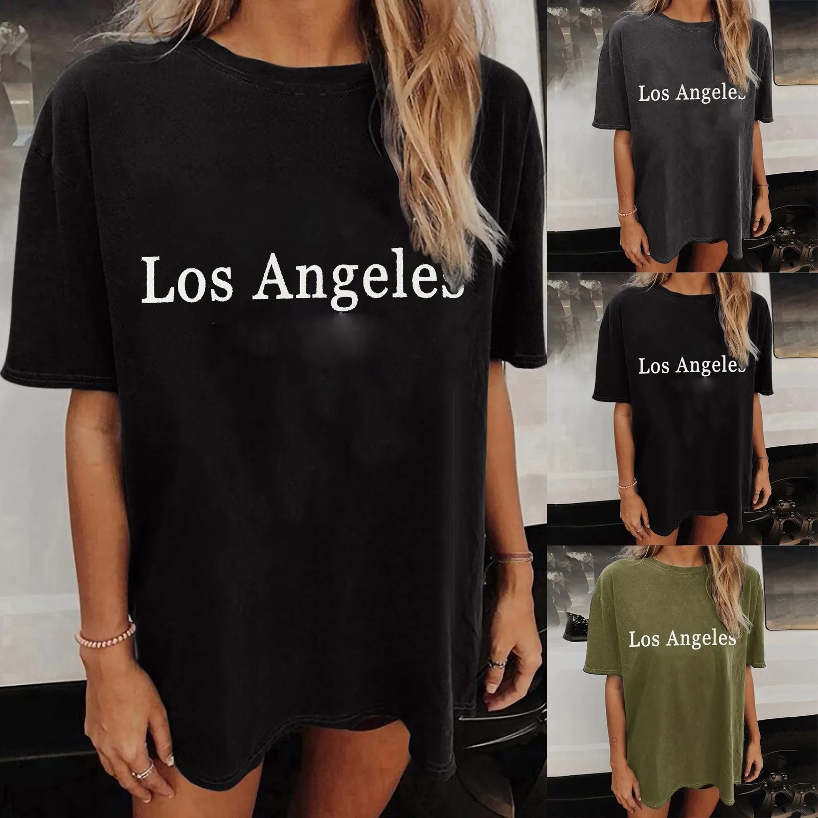 

Women's Short Sleeve Crew Neck Lettered Printed T Shirt Top Casual Loose Shoulder T Shirt Blouse Summer Tunics