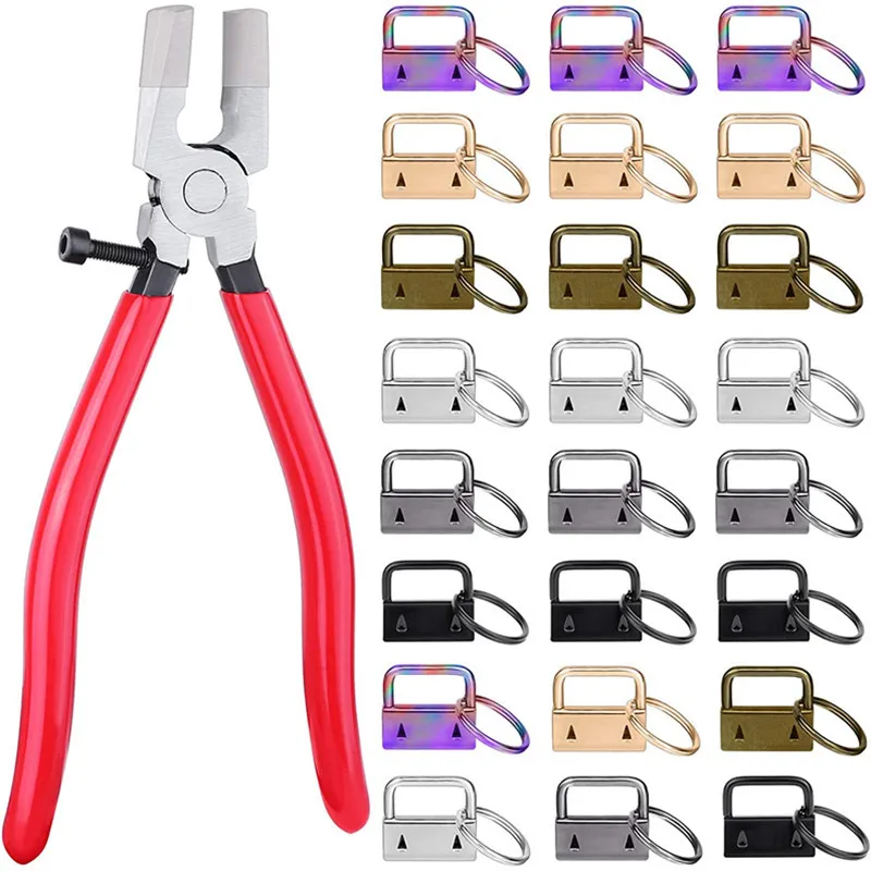 

20/40/60Pcs 25mm Metal Tail Clip Buckles Lanyard Keychain Belt Webbing Strap End Clasp Pliers Tool Sets DIY Hardware Accessories