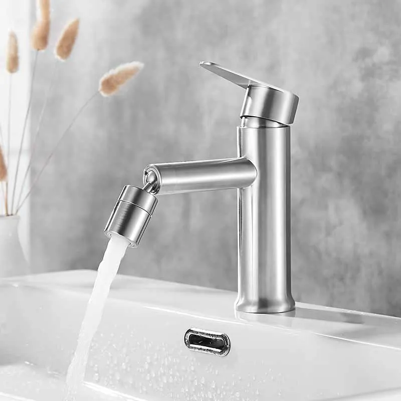 

304 Stainless Steel 360 Rotate Basin Faucet Bathroom Kitchen Faucet Water Saving Tap Nozzle Hot Cold Water Sink Mixer Tap