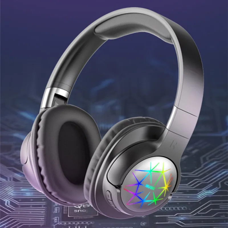 

Gaming Headsets with Colorful Lamp Headphones with Microphone Bass Stereo Over-Head Bluetooth Earphones