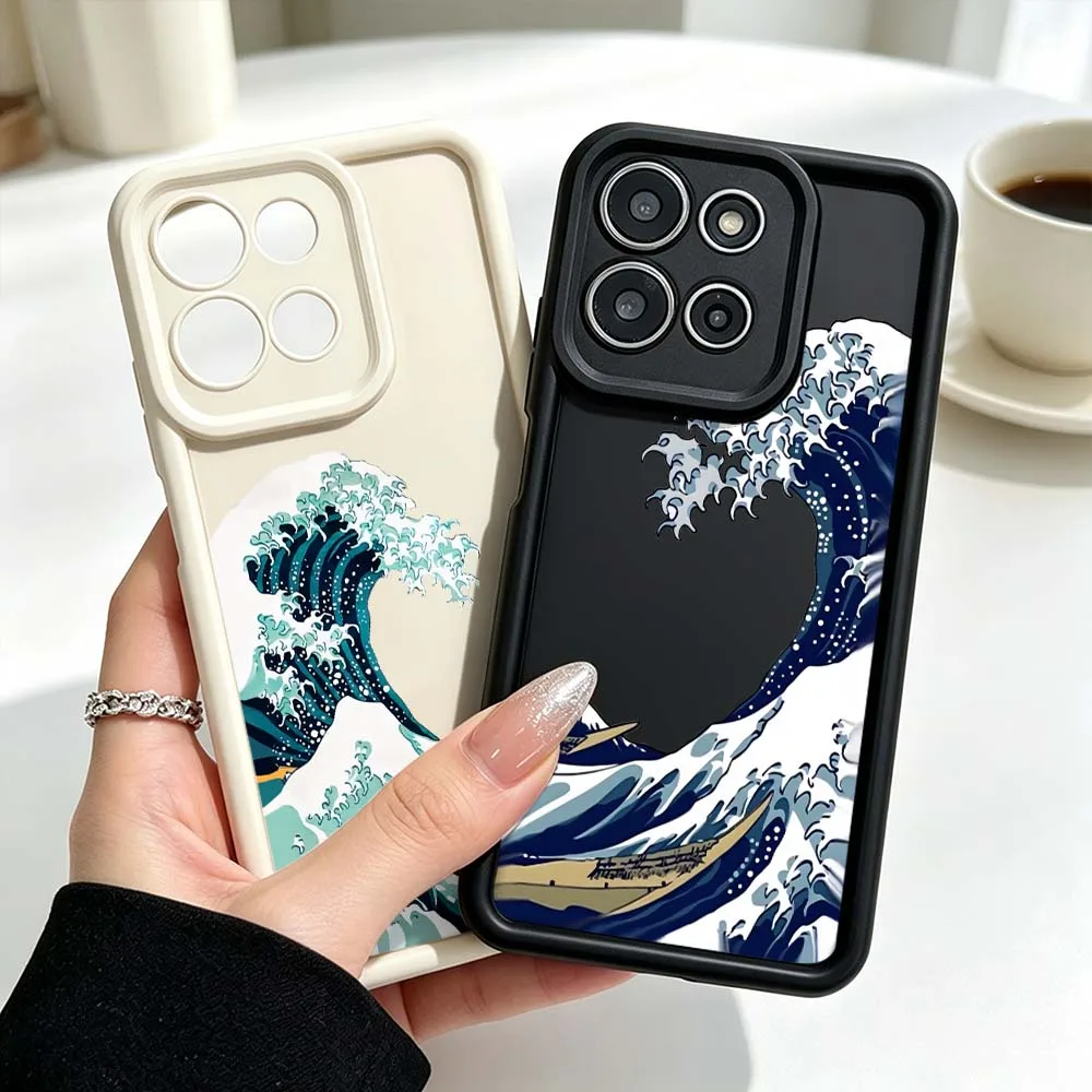 Фото Чехол для телефона с волнообразным узором для Motorola Moto G86 G85 G75 G56 G35 G24 G06 Edge 70 60 50 Fusion Eye Ladder №1