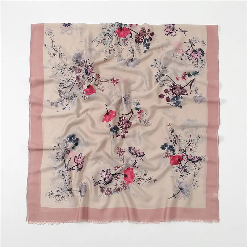 

2022 Fashion Women Brand Viscose Scarf Lovely Retro Floral Voile Hijab Shawls and Wraps Female Foulard Echarpe Designer 180*85Cm