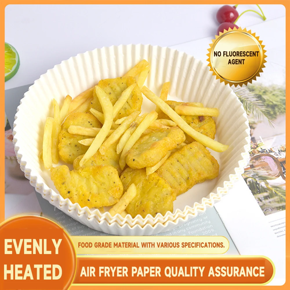 

200PCS Air Fryer Parchment Paper Food Grade Oil Absorbent Paper Liners Non-Stick Disposable Kitchen Round Baking Paper 20cm