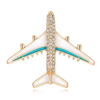alloy airplane brooch pins enamel craystal plane luxury brand brooches for women men costumes aircraft brooch