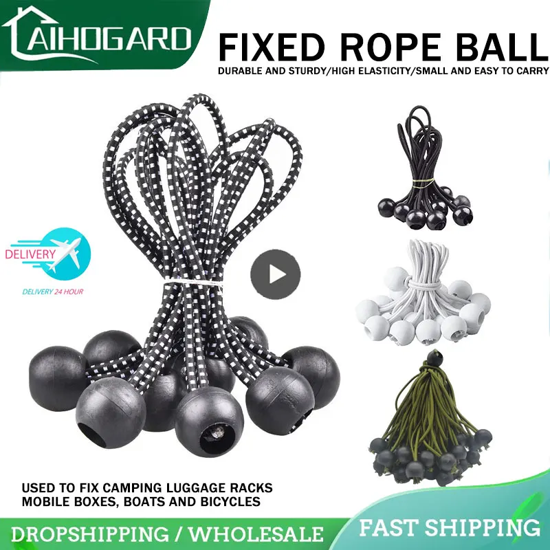 

Elastic Fixed Plastic Rope Ball Tarpaulin Trampoline Tent Bungees Cords Strapping Rope Tie Outdoor Camping Supply Accessories