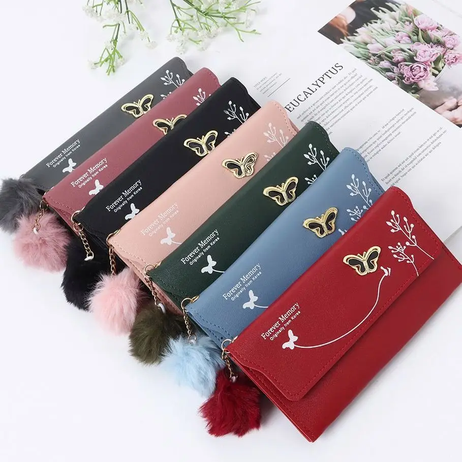 

Long Women's Wallet Female Purses Tassel Card Holder Wallets 2022 New Female PU Leather Clutch Money Bag Pu Leather Wallet