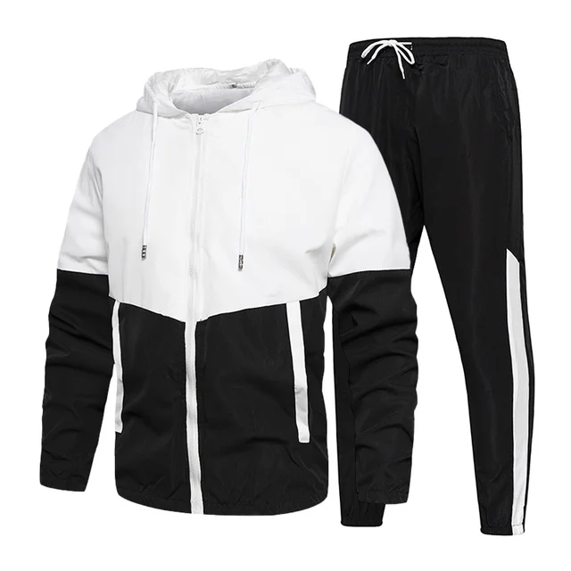 Sportswear Men Hooded Jackets+Pants 2 Piece Sets Mens Tracksuit Casual Joggers Set Hip Hop Spring Summer Running Sports Suit 5XL 1