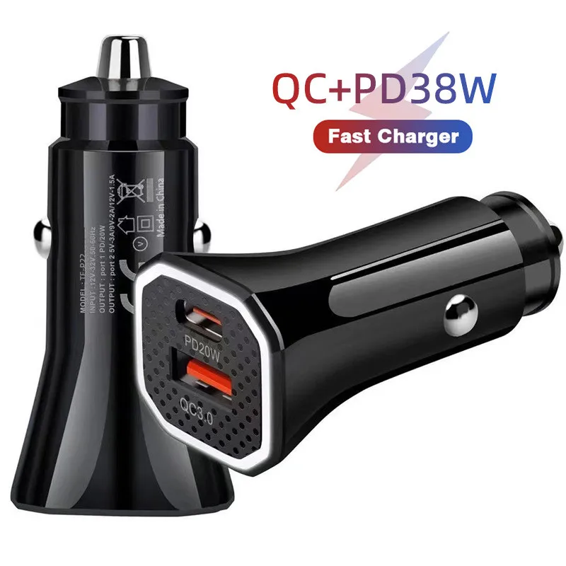 Автомобильное зарядное устройство PD 20 Вт для iphone QC 3 0 USB-кабель Type-C быстрой
