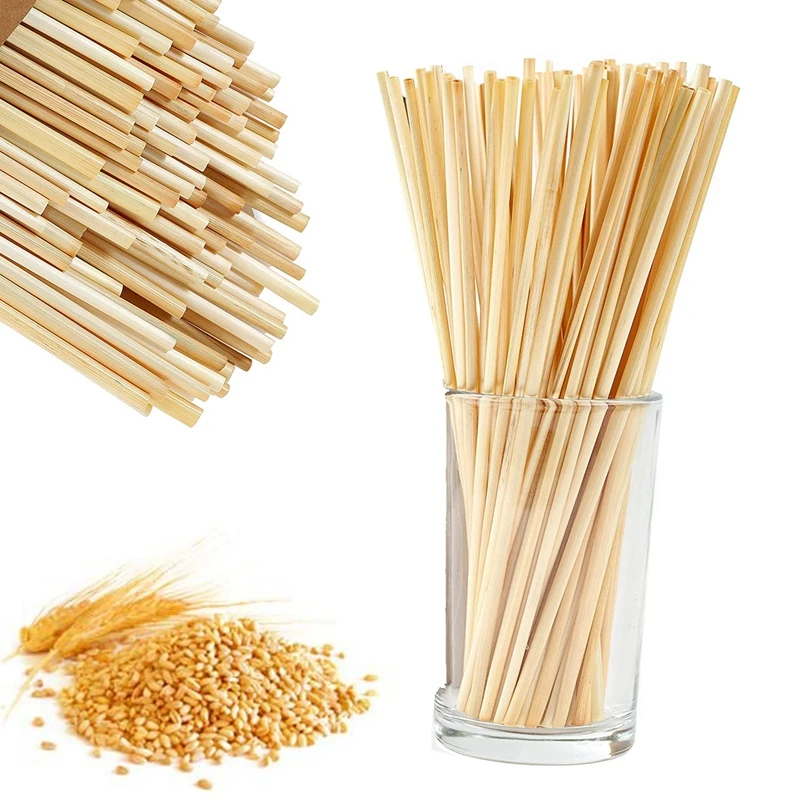 

Pack of 200 Eco-friendly Biodegradable Drinking Straws Disposable Natural Wheat Straws Cocktail Straw Bar Milk Tea Drinks