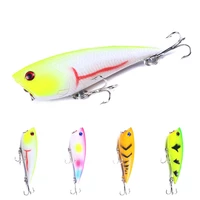 7cm 7 7g fishing lures topwater popper bait 4 color hard bait artificial wobblers plastic fishing tackle with 8 hooks