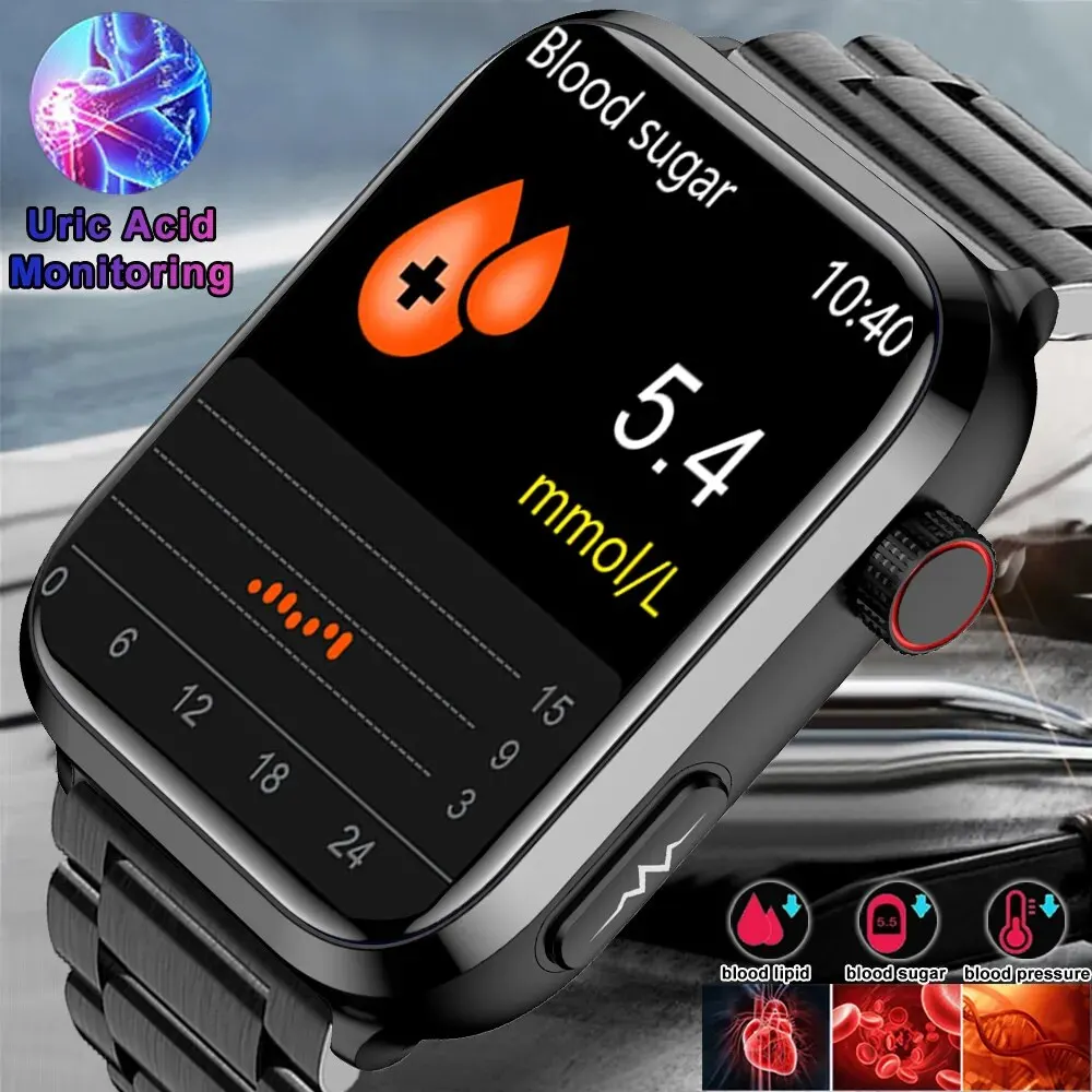 

Noninvasive Blood Glucose Blood Lipid Smart Watch Men Bluetooth Call Heart Rate Uric Acid Blood Pressure Smartwatch ECG 2023 New