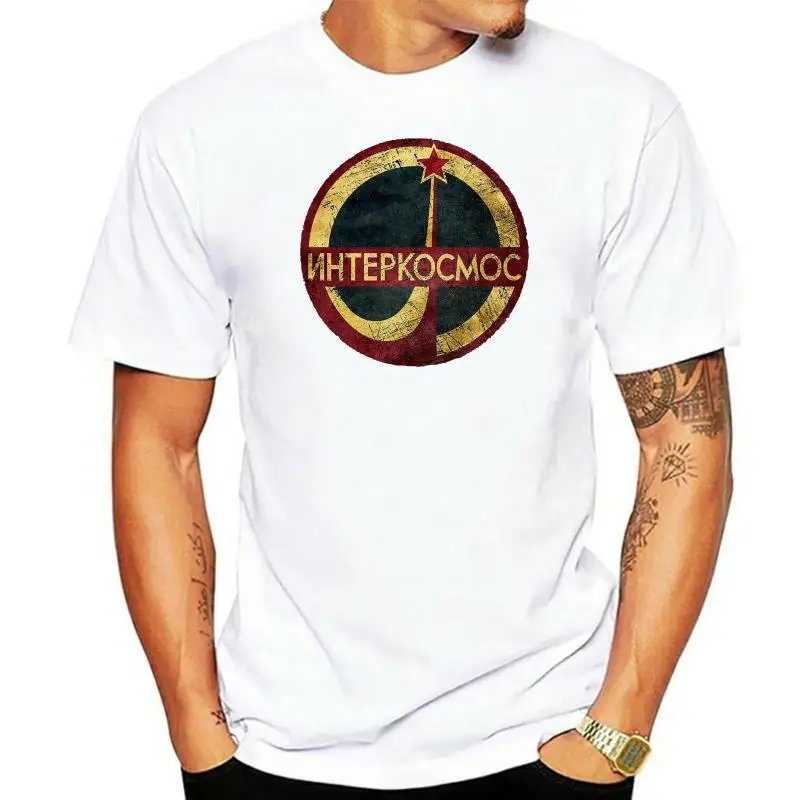 

Men's T-shirt Interkosmos CCCP T-Shirt Summer Cotton O-neck Short Sleeve Tshirt Soviet Gift Present Tees Tops Streetwear