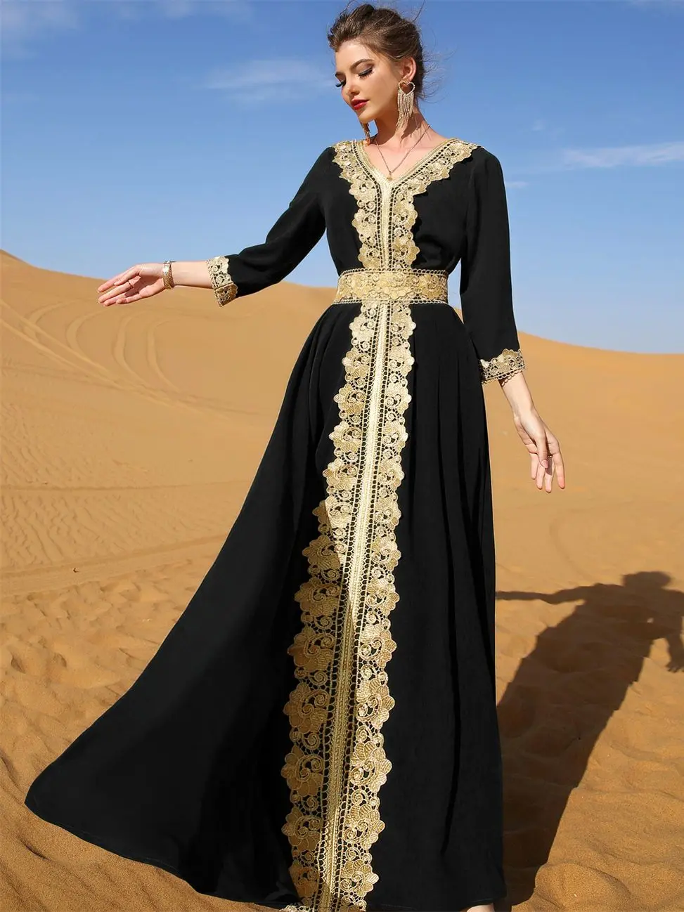 

Ramadan Black Abaya Dubai Turkey Islam Arabic Muslim Dress Kaftans For Women Caftan Marocain Robe Musulmane Longue Femme Vestido