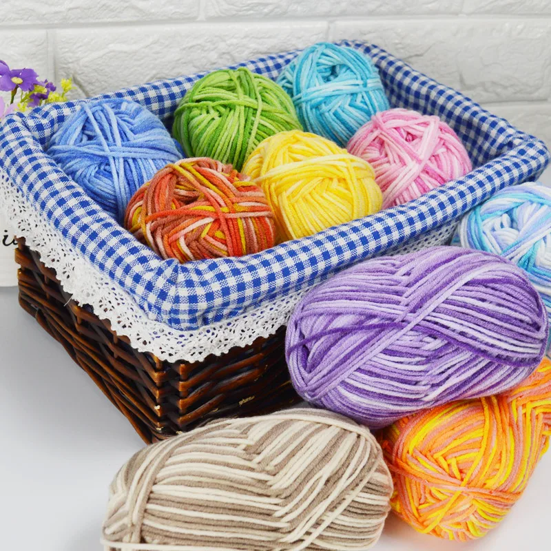 

Segment Dyed Fancy Milk Sweet Soft Cotton Baby Knitted Wool Yarn Roving Fiber Yarn Hand Knitted Wool Crochet Yarn Diy Sweater