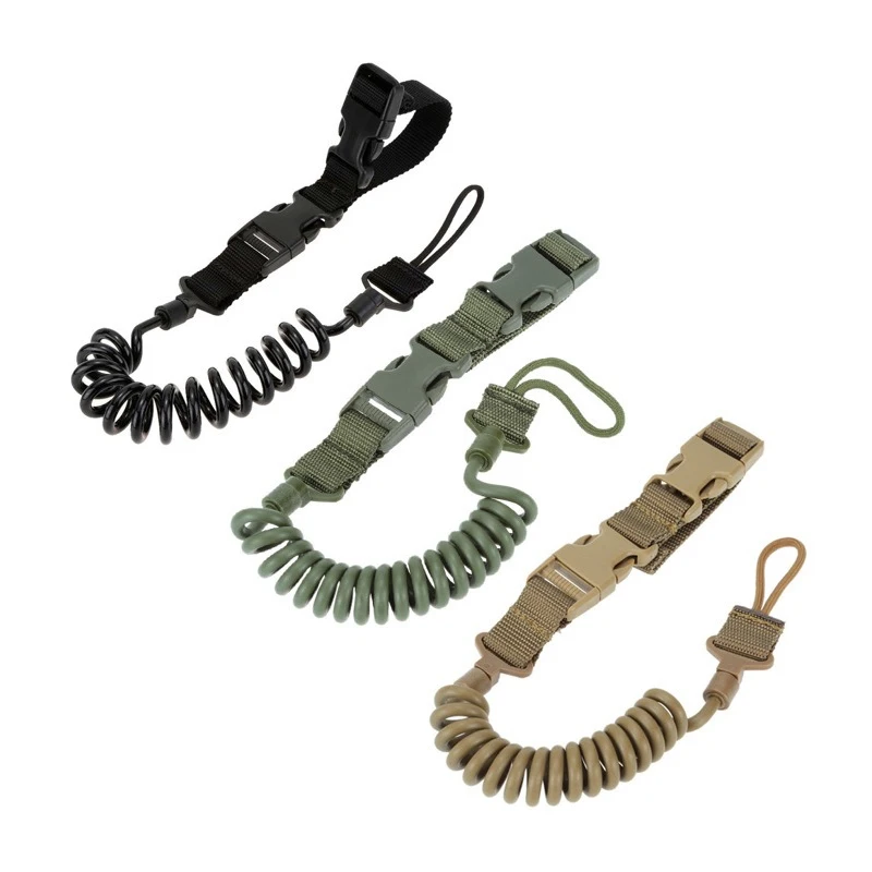 

Military Tactical Lanyard Multi-purpose Spring Lanyard Pistol Secure Lanyard Rifle Sling Strap,Hunting Shooting Gun Accessories