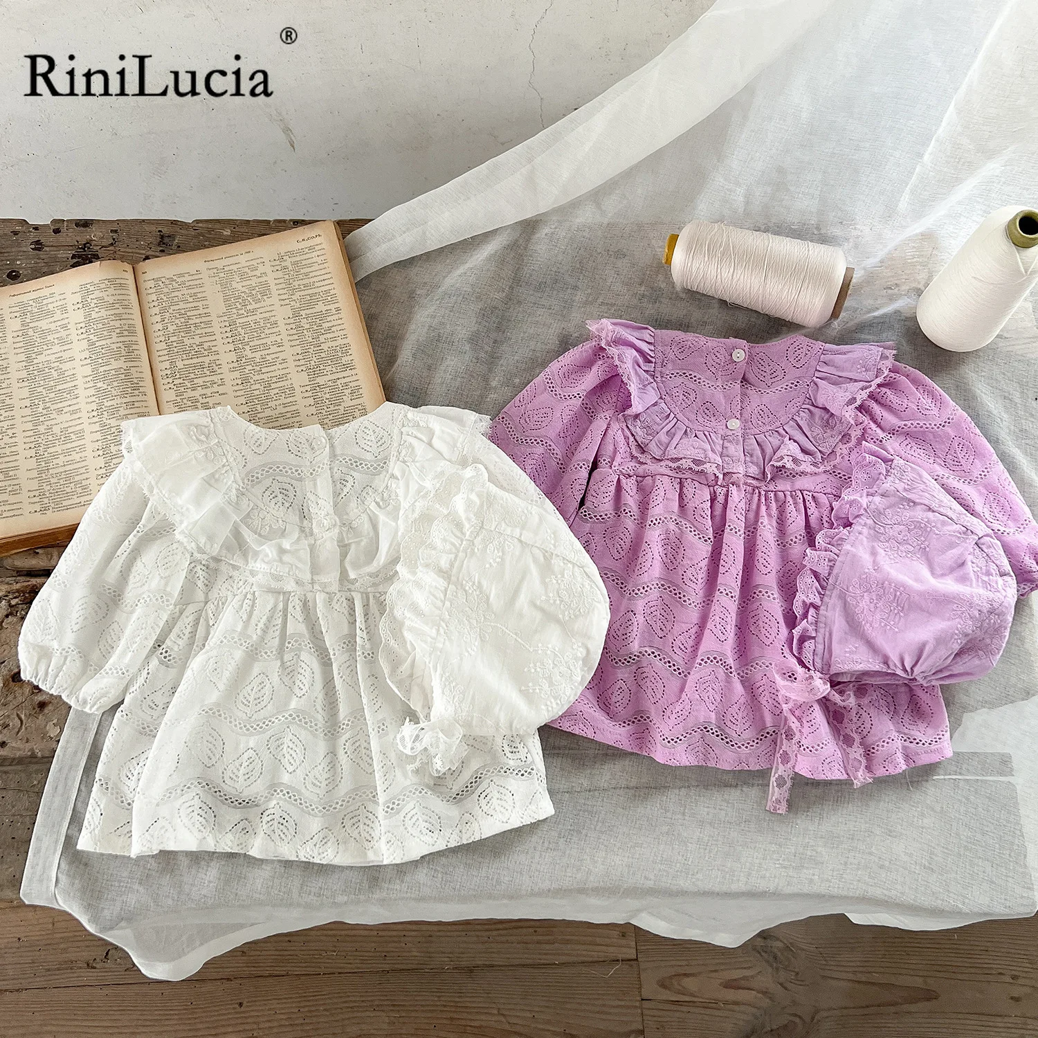 

RiniLucia Newborn Body Suit Toddler Clothes Set Baby Girl Cotton Peter Pan Collar Bodysuit Kid Clothes Set Girls Infant Clothing